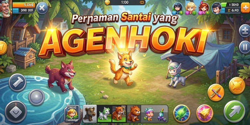 Screenshot gameplay AGENHOKI yang ceria dan menarik.
