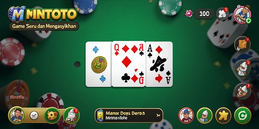 Tampilan visual gameplay MINTOTO dengan kartu Domino yang menarik.