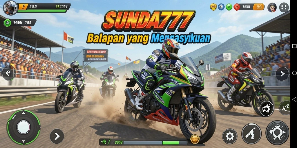 Tampilan gameplay SUNDA777 yang mendebarkan saat balapan motor.